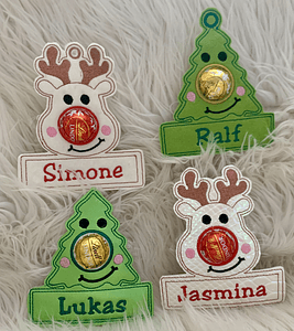 Stickdatei Weihnachten Tannenbaum Rentier mit Schoki Nase Set 905 - Sewando