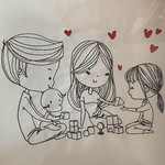 Stickdatei Doodle Familie 1 Mama Papa Baby Set 926/1 Outline - Sewando