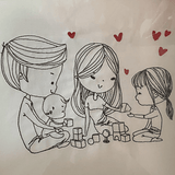 Stickdatei Doodle Familie 1 Mama Papa Baby Set 926/1 Outline - Sewando