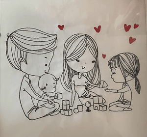 Stickdatei Doodle Familie 1 Mama Papa Baby Set 926/1 Outline - Sewando