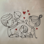 Stickdatei Doodle Familie 2 Mama Papa Baby Set 926/1 Outline - Sewando