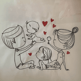 Stickdatei Doodle Familie 2 Mama Papa Baby Set 926/1 Outline - Sewando