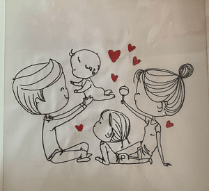 Stickdatei Doodle Familie 2 Mama Papa Baby Set 926/1 Outline - Sewando