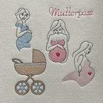 Stickdatei Mutterpass Outline Set 935 Lineare Art - Sewando