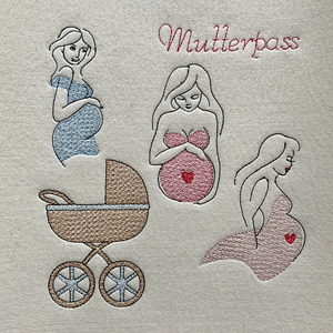 Stickdatei Mutterpass Outline Set 935 Lineare Art - Sewando