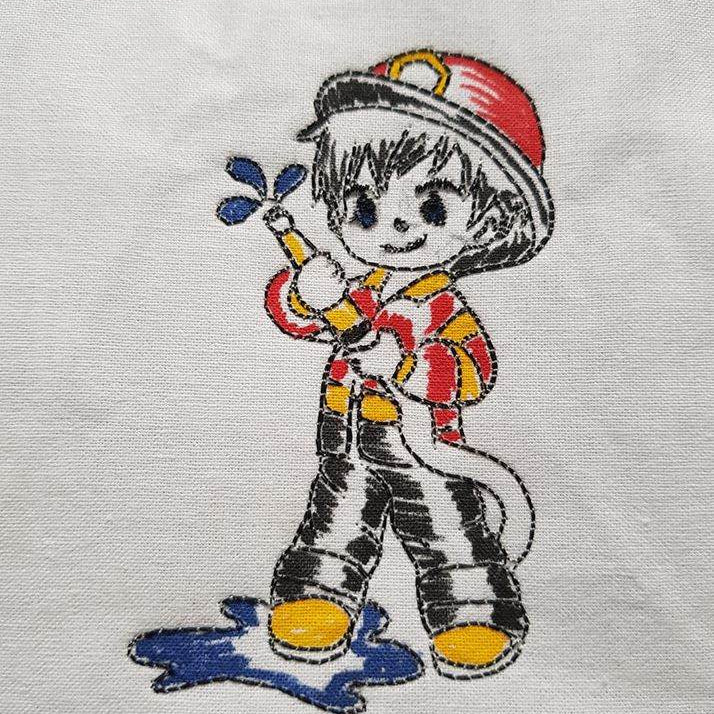 Feuerwehrmann Stickdatei – Ausmalmotiv für Kinder & kreative Regentage - Sewando