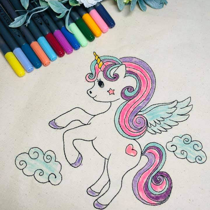 Einhorn Stickdatei – Ausmalmotiv für Kinder & kreative Regentage - Sewando