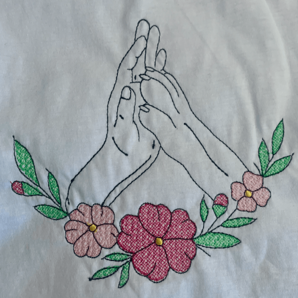 Stickdatei Hand und Pfote mit Blumen, Hund Set 939 Doodle Lineare Art - Sewando