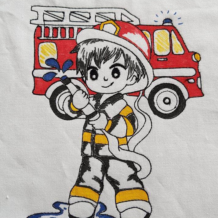 Feuerwehr Stickdatei – Ausmalmotiv für Kinder & kreative Regentage - Sewando