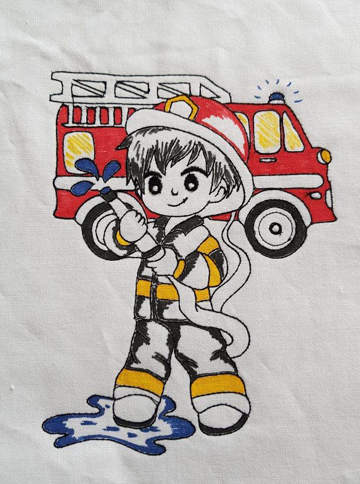 Feuerwehr Stickdatei – Ausmalmotiv für Kinder & kreative Regentage - Sewando