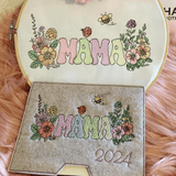 Stickdatei Mama mit Blumen Lineare Art Set 946 - Sewando