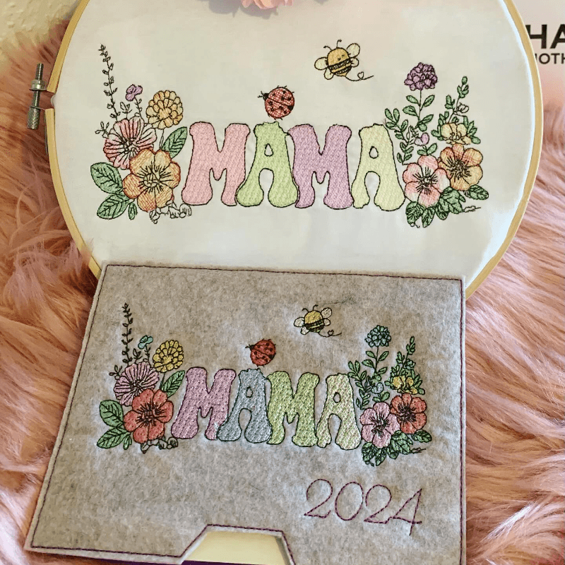 Stickdatei Mama mit Blumen Lineare Art Set 946 - Sewando