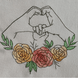 Stickdatei Hände mit Blumen Line Art Outline Redwork Familie Set 950 - Sewando