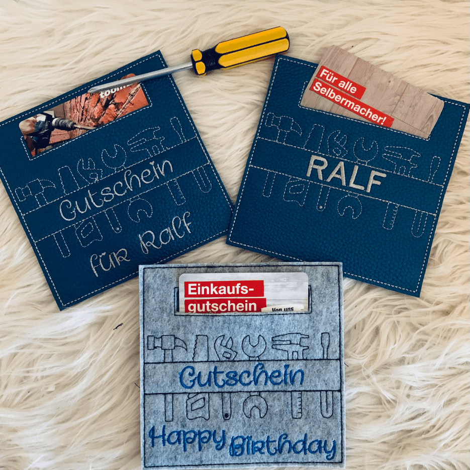 Stickdatei Werkzeug Gutschein Hülle Set 963 - Sewando
