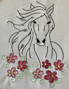 Stickdatei Pferd mit Blumen Set 871 - Sewando