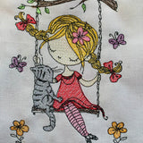 Stickdatei Schaukelmädchen mit Katze Set 984 - Sewando