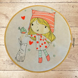 Stickdatei Winter Cute Girl mit Hase Set 985 - Sewando
