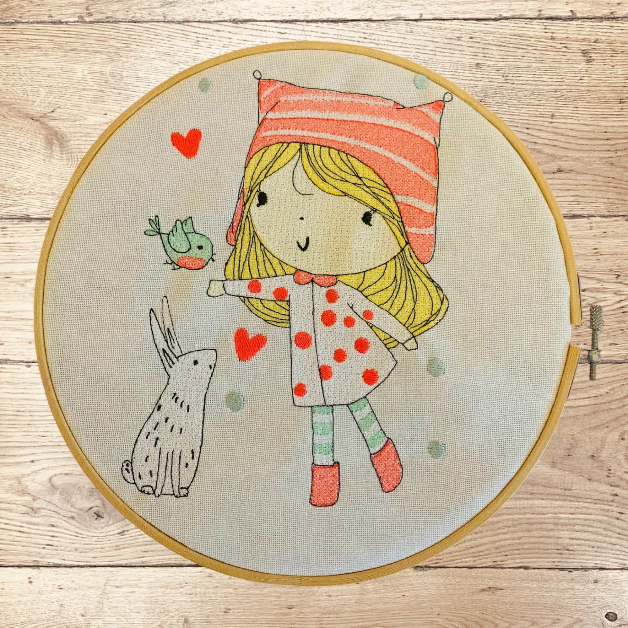 Stickdatei Winter Cute Girl mit Hase Set 985 - Sewando