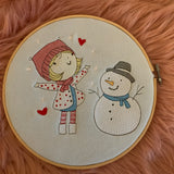 Stickdatei Winter Cute Girl mit Schneemann Set 985