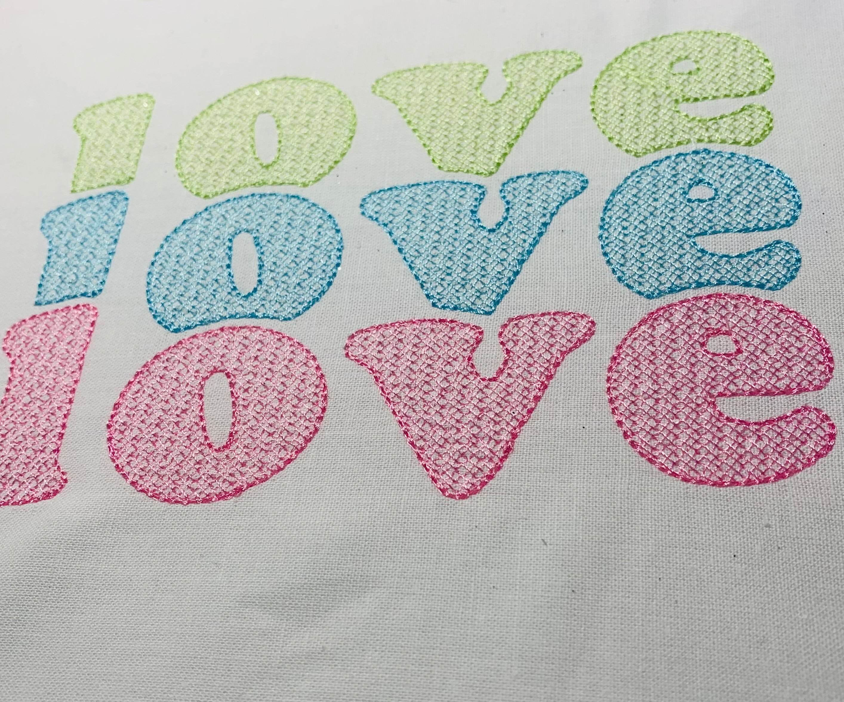Stickdatei Triple Schrift mit Muster ca. 95mm Set 987 Buchstaben Zahlen - Sewando