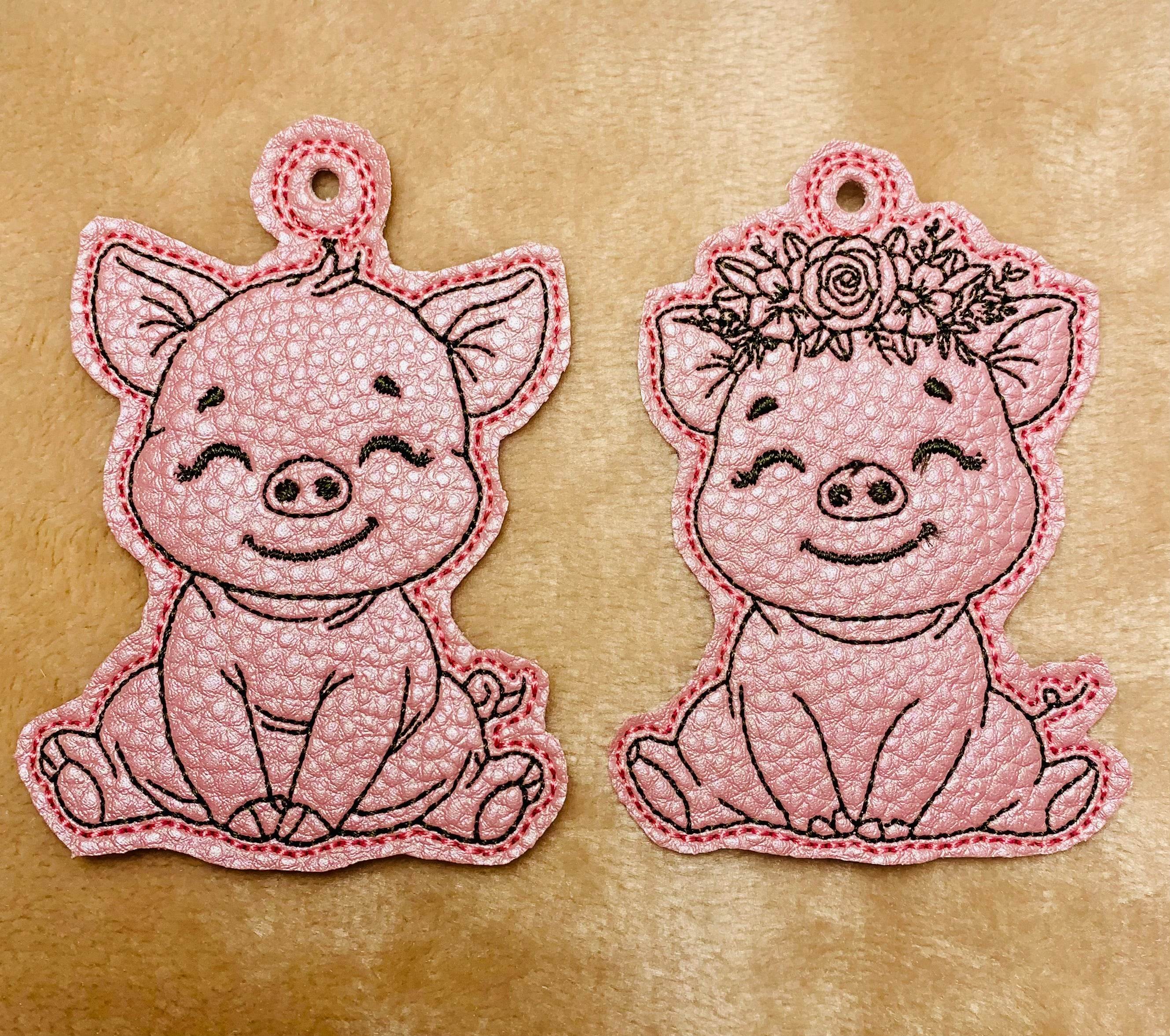 Stickdatei Schwein Anhänger Schlüsselanhänger Set 992 - Sewando