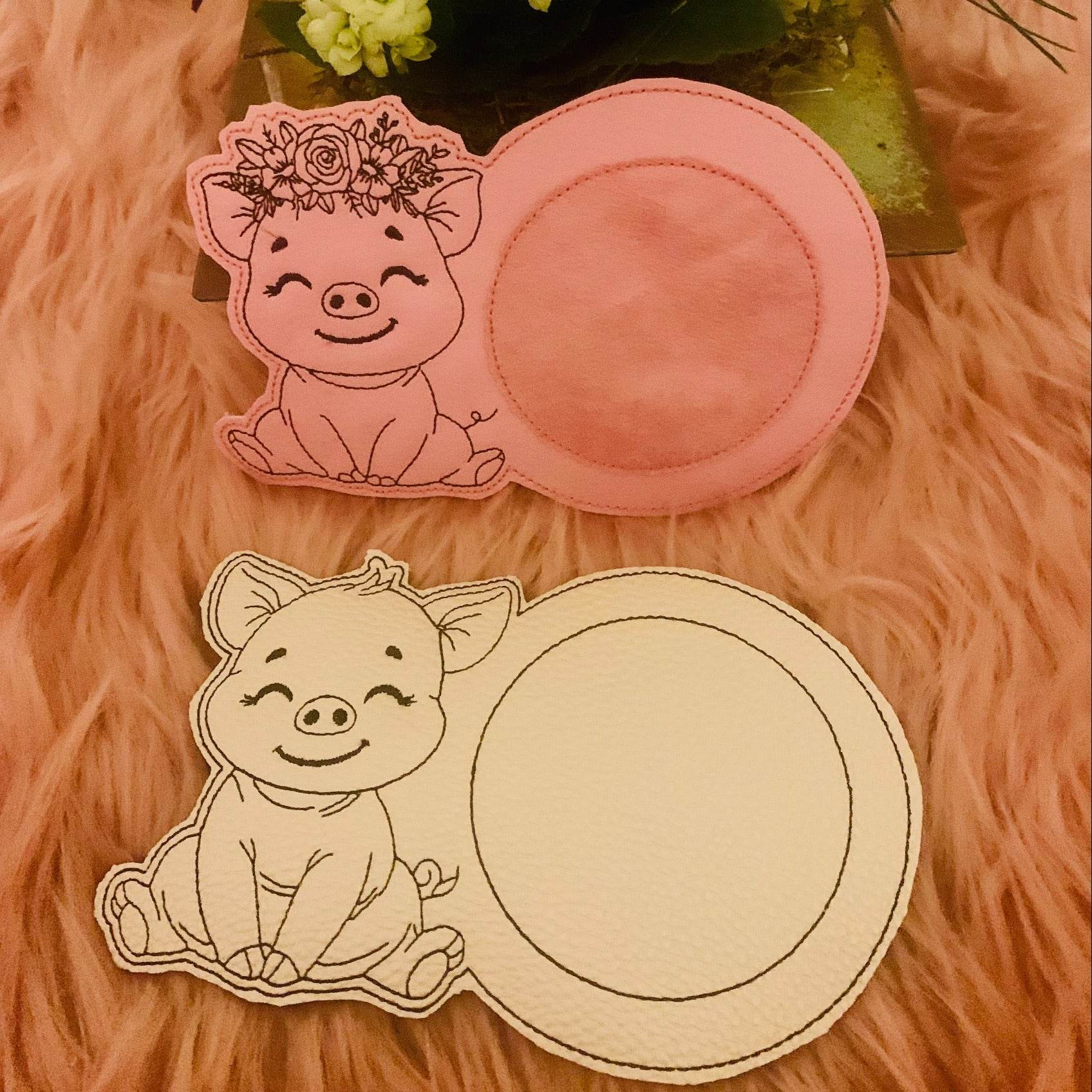 Stickdatei Schwein Mug Rug Tassenteppich Set 992 - Sewando