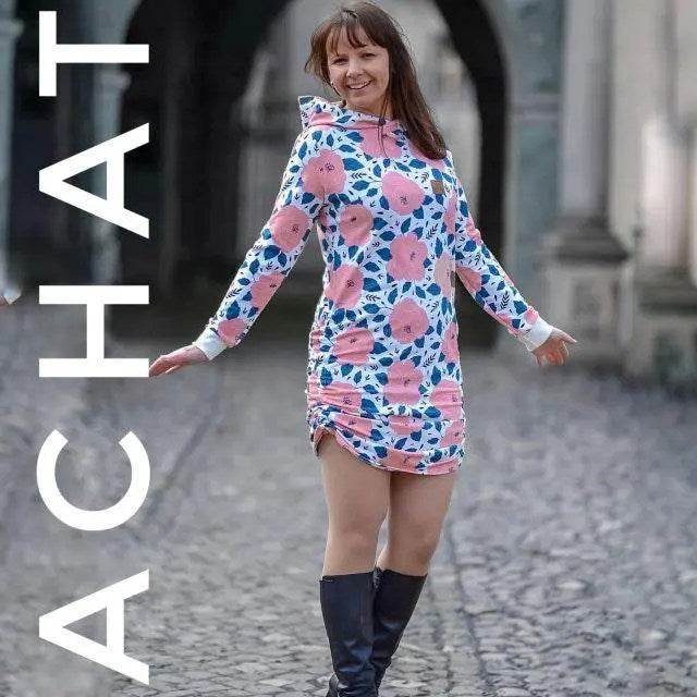 Schnittmuster Hoodiekleid Achat Gr. A - M DE/EN/FR BU 76-134cm - Sewando