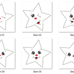 Stickdatei - 6 Sterne mit Gesicht (ITH und Doodle) - Sewando