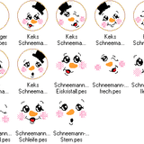Stickdatei - 6 Schneemänner mit Gesicht (ITH und Doodle) - Sewando