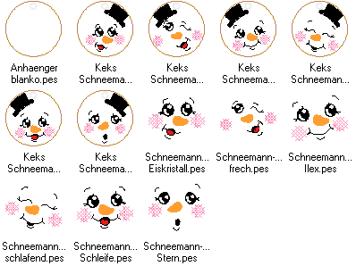 Stickdatei - 6 Schneemänner mit Gesicht (ITH und Doodle) - Sewando