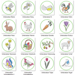 Stickdatei 16 Untersetzer Ostern - Single Line - Sewando