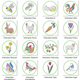 Stickdatei 16 Untersetzer Ostern - Single Line - Sewando