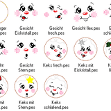 Stickdatei - 6 Kekse / Lebkuchen mit Gesicht (ITH und Doodle) - Sewando