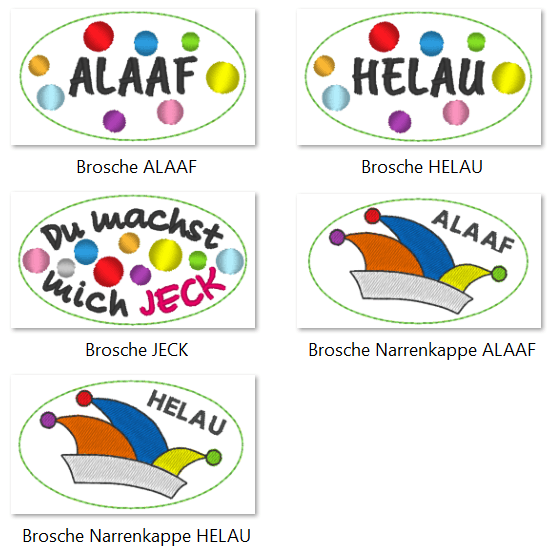 Stickdatei - Brosche / Anstecker ALAAF & HELAU - Sewando