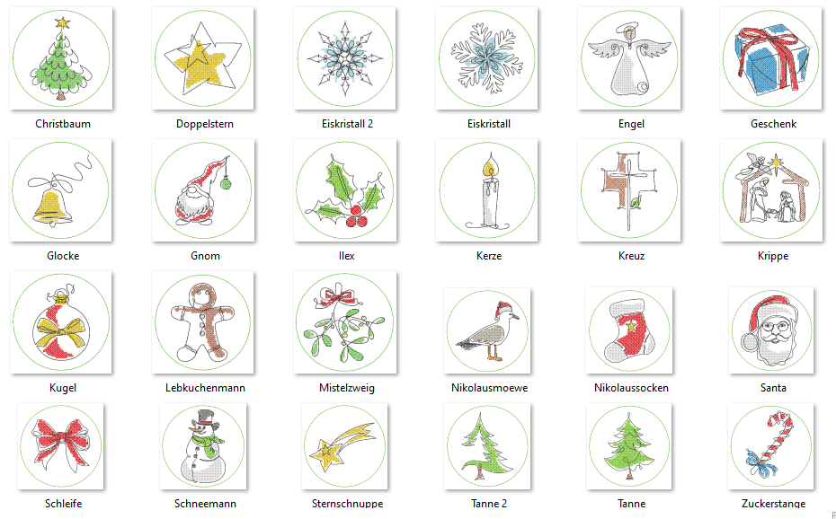 Stickdatei - Untersetzer Single Line Advent (24 Dateien) - Sewando