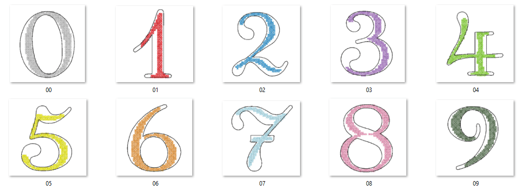 Stickdatei - Single Line Zahlen 0-9 - Sewando