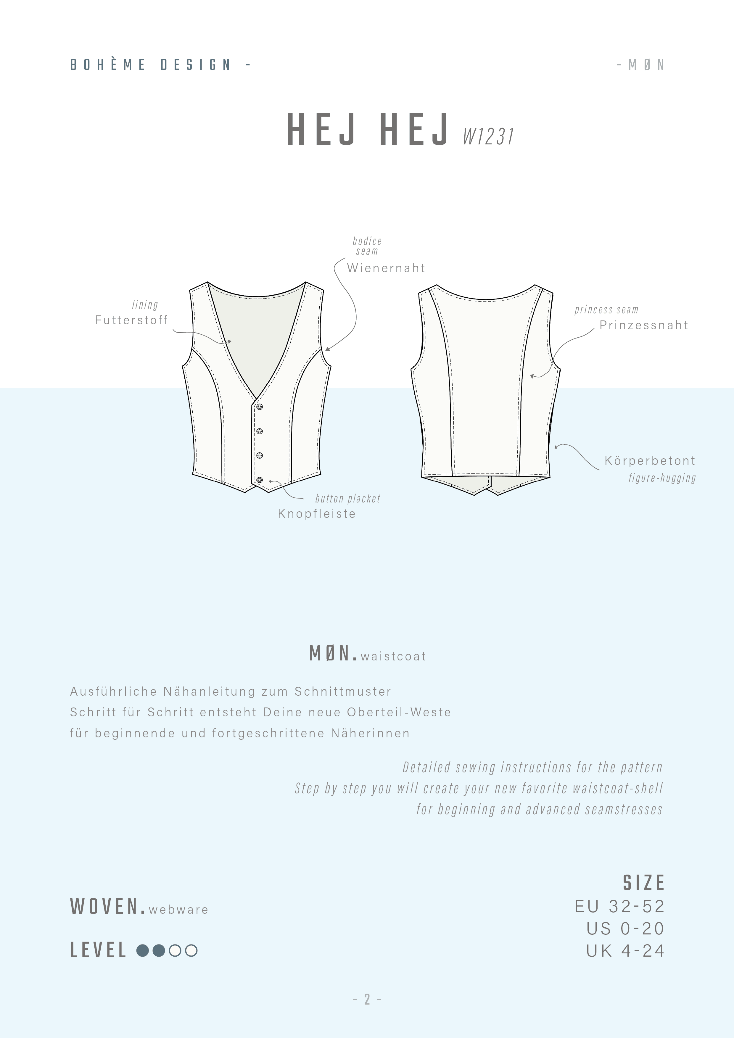 MØN.weste | Damen | 32-52 | Schnitt : - Sewando