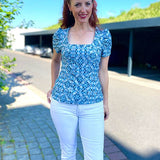 ARLETTE - Shirt mit eckigem Ausschnitt und optionalen Puffärmeln Gr. 34-54 - Sewando