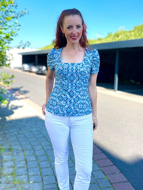 ARLETTE - Shirt mit eckigem Ausschnitt und optionalen Puffärmeln Gr. 34-54 - Sewando