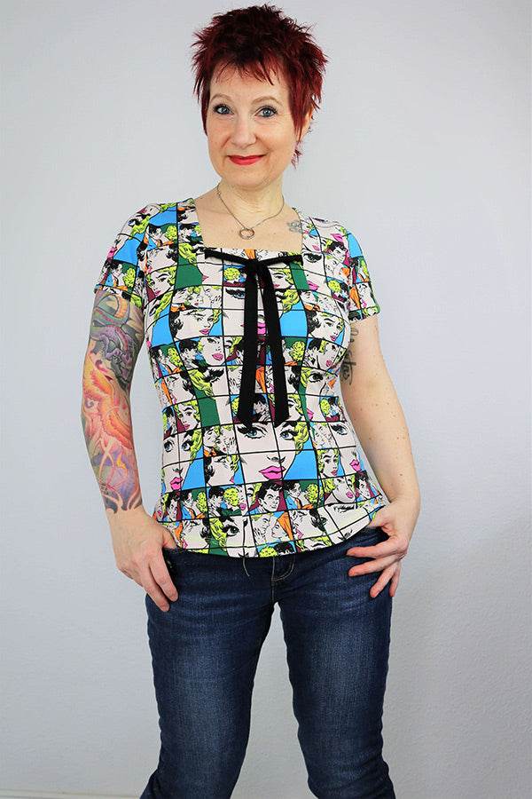 ARLETTE - Shirt mit eckigem Ausschnitt und optionalen Puffärmeln Gr. 34-54 - Sewando