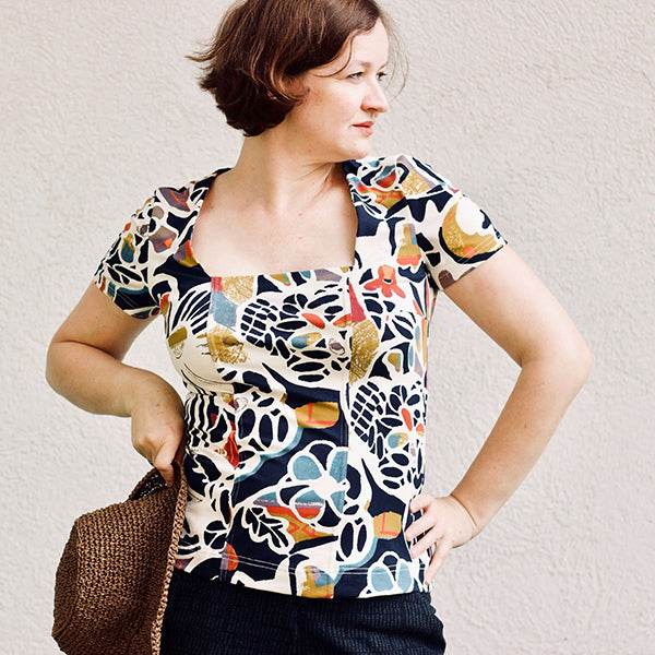 ARLETTE - Shirt mit eckigem Ausschnitt und optionalen Puffärmeln Gr. 34-54 - Sewando