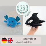 Starterset Wendekuscheltier Axolotl Level 1 und Orca Level 2