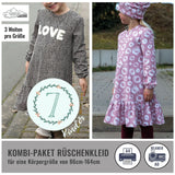 Kombipaket Rüschenkleid Gr. 86-164 3 Weiten je Größe auch für schmale und kräftige Kids