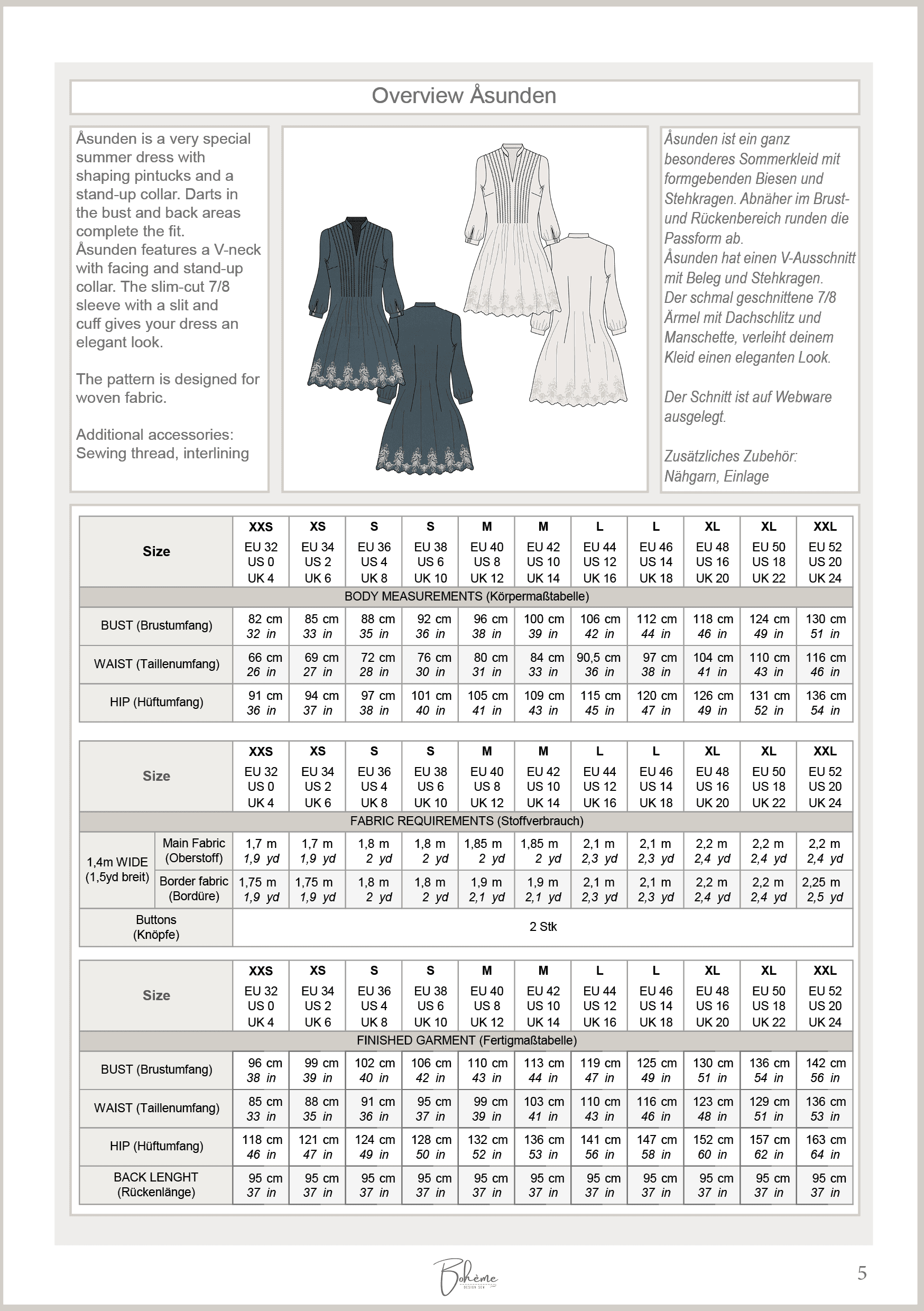 ÅSUNDEN.biesenkleid | Damen | 32-52 | Schnitt : - Sewando