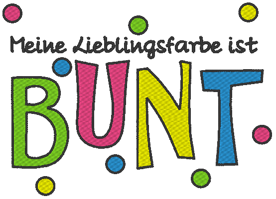 Stickdatei Spruch - Meine Lieblingsfarbe ist BUNT - Sewando