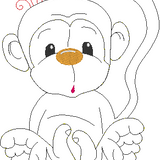 Stickdatei - Doodle-Applikation "Affenbaby" mit Accessoires