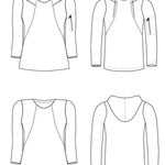 Schnittmuster CHRISTA - Hoodie oder Shirt mit besonderer Teilungnaht Gr. 34-54 - Sewando