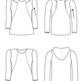 Schnittmuster CHRISTA - Hoodie oder Shirt mit besonderer Teilungnaht Gr. 34-54 - Sewando