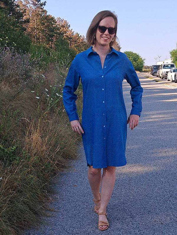 Schnittmuster Caro - Hemdbluse, Kleid mit leicht überschnittenen Schultern Gr. 34-54 - Sewando