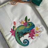 Chamäleon Stickdatei – farbenfrohes Motiv für Kleidung, Taschen & Deko - Sewando